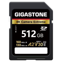 Gigastone 4K Camera Extreme A2 V30 U3 Class 10 系列 SD 記憶卡 512GB [R:160 W:130]