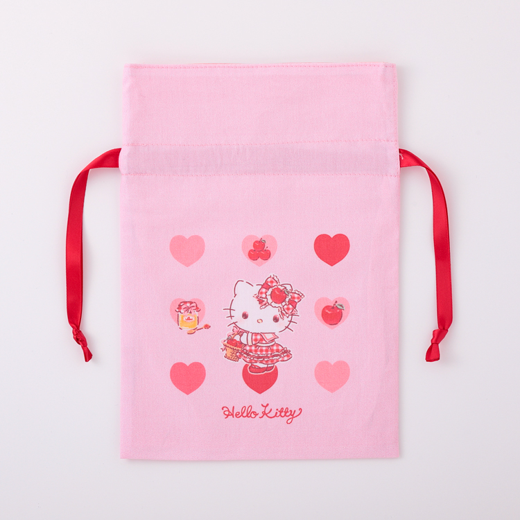 Hello Kitty 格紋水果 蝴蝶結束口袋