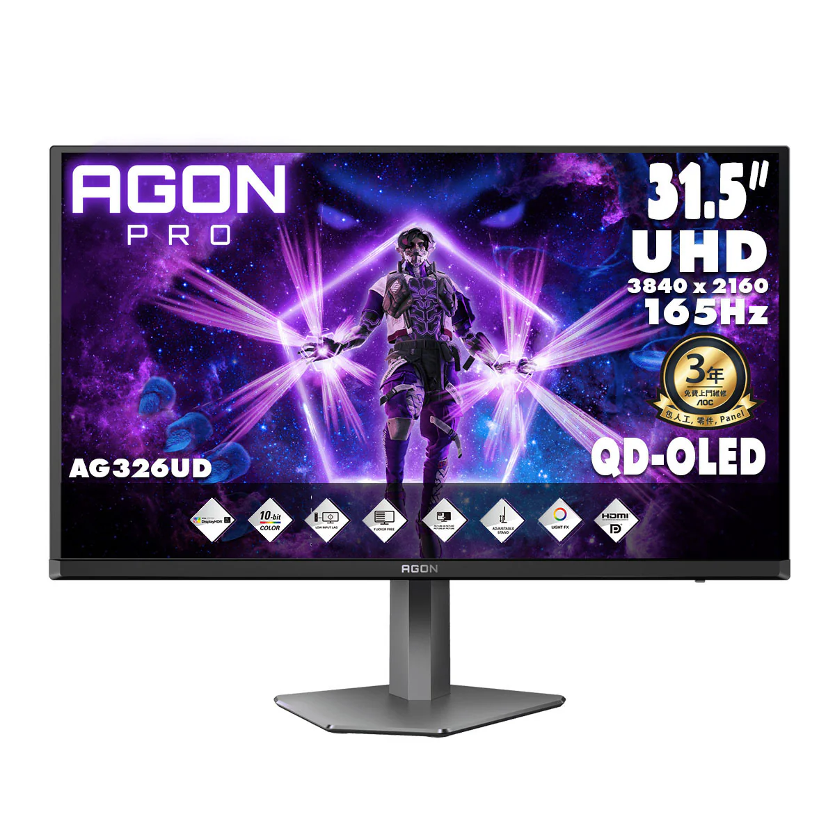AOC 31.5吋 4K UHD QD-OLED 165Hz 電競顯示器 AG326UD