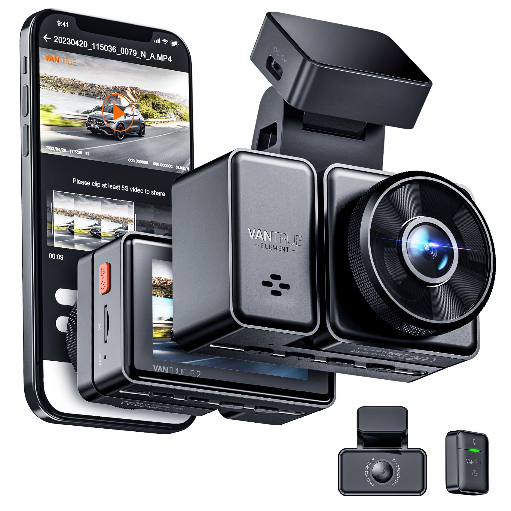 Vantrue Element 2 (E2) 2.7K前+2.7K後 2CH 雙鏡頭車Cam 行車紀錄儀 圖 2