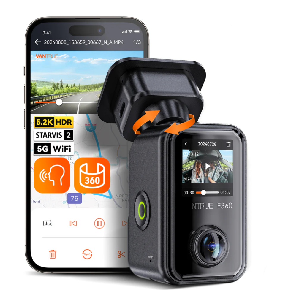 Vantrue E360 360° 全景 5.2K 2CH 雙鏡頭車Cam 行車紀錄儀 (開篷車專用) 圖 2