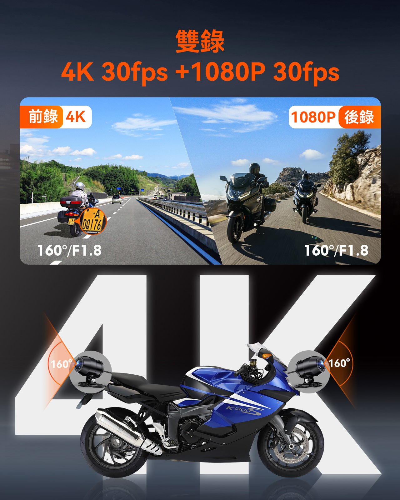 Vantrue Falcon 1 (F1) 電單車專用 4K 2CH 雙鏡頭車Cam 行車紀錄儀 圖 8