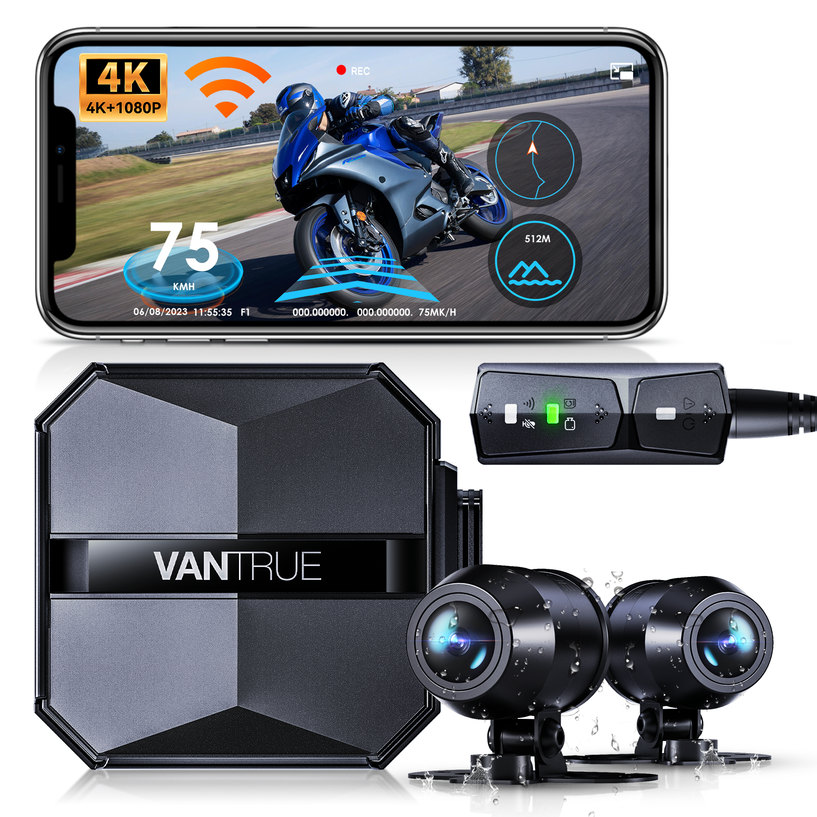 Vantrue Falcon 1 (F1) 電單車專用 4K 2CH 雙鏡頭車Cam 行車紀錄儀 圖 2
