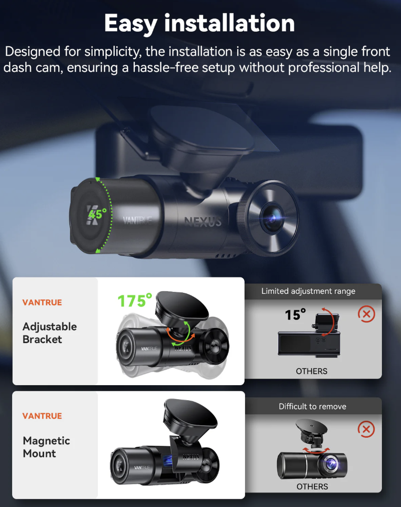 Vantrue Nexus 2X (N2X) 2.7K前外+1080P前內 雙鏡頭車Cam行車紀錄儀 圖 6