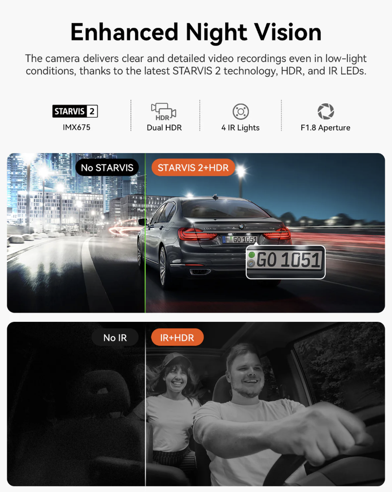 Vantrue Nexus 2X (N2X) 2.7K前外+1080P前內 雙鏡頭車Cam行車紀錄儀 圖 4