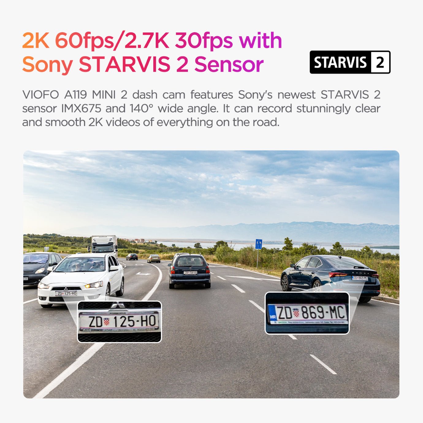 VIOFO A119 MINI 2 語音控制 2K 60 幀 5GHz WiFi 行車記錄儀 配 Sony STARVIS 2 感光元件 HDR 超強夜視 圖 3