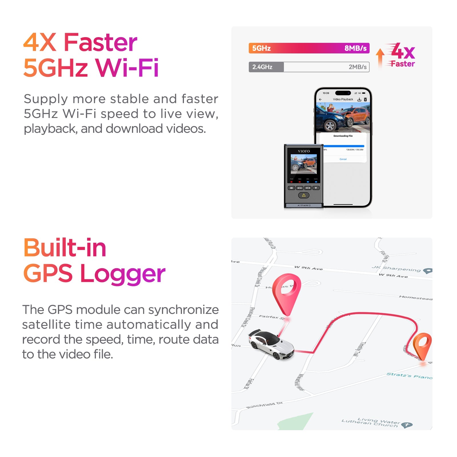 VIOFO A119 MINI 2 語音控制 2K 60 幀 5GHz WiFi 行車記錄儀 配 Sony STARVIS 2 感光元件 HDR 超強夜視 圖 6