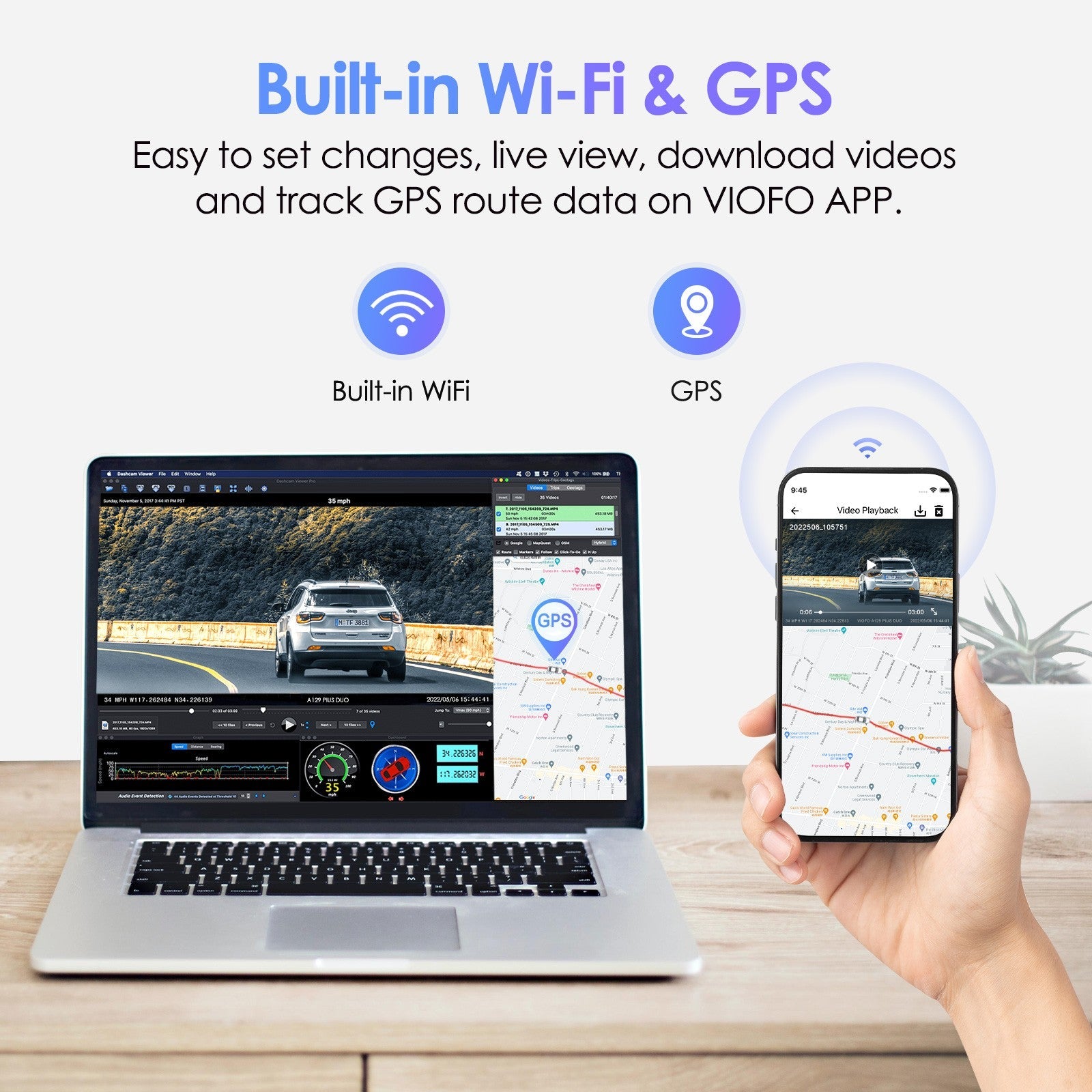 VIOFO A129 Plus Duo 雙 鏡頭 行車記錄儀 前置 2K 1440P + 後 1080P 配 Wi-Fi GPS 行車記錄儀 圖 4