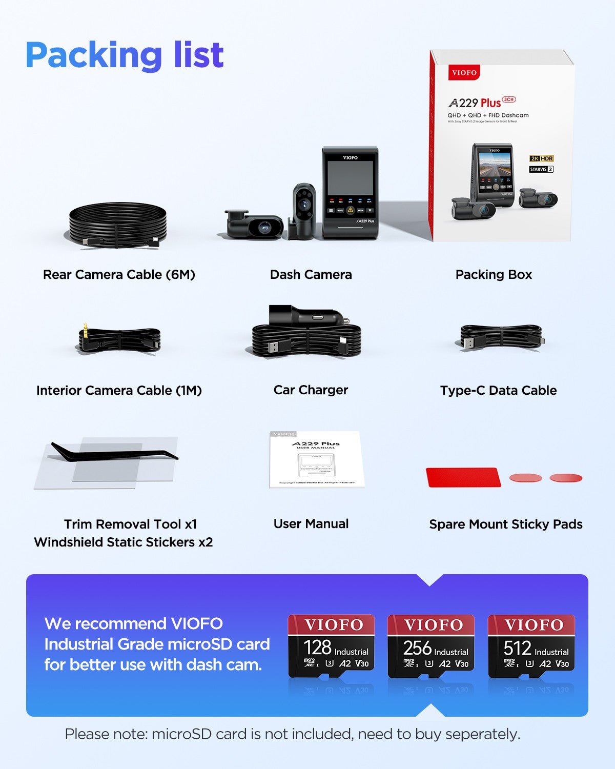 VIOFO A229 Plus 3 鏡頭 2K+2K+1080P HDR 5GHz Wi-Fi GPS 語音控制 3 鏡頭 行車記錄儀 配 雙 Sony STARVIS 2 感光元件 圖 10