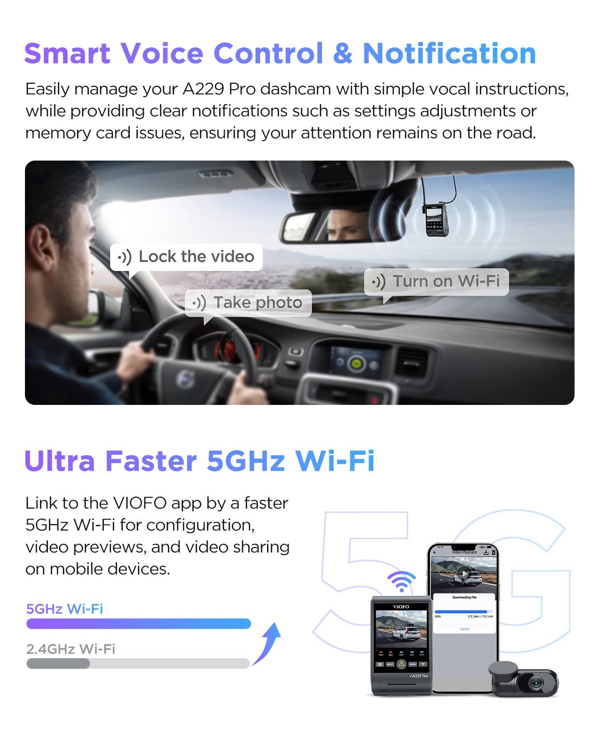 VIOFO A229 Pro 雙鏡頭 前後 4K+2K HDR 雙 行車記錄儀 配 Sony STARVIS 2 感光元件 超強夜視 語音控制 圖 5