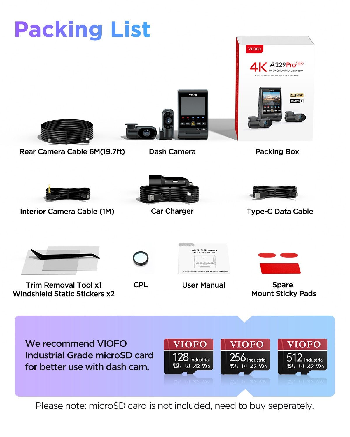 VIOFO A229 Pro 3 鏡頭 4K+2K+1080P HDR 3 Channels Car 行車記錄儀 配 Sony STARVIS 2 感光元件 for 網約車 出租車 網約車司機 圖 9