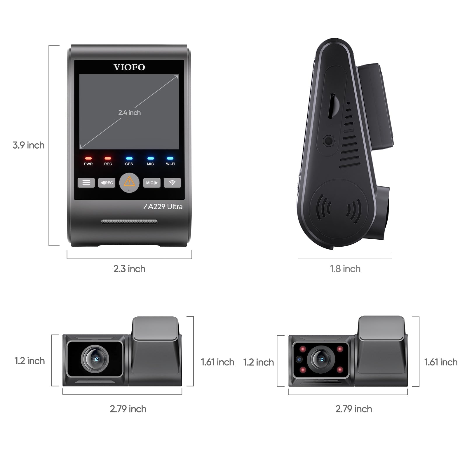 VIOFO A229 Ultra 3 鏡頭 4K 前置+4K 後+1080P 魚眼 車廂 行車記錄儀 配 三 Sony STARVIS 2 感光元件,3-鏡頭 HDR 圖 7