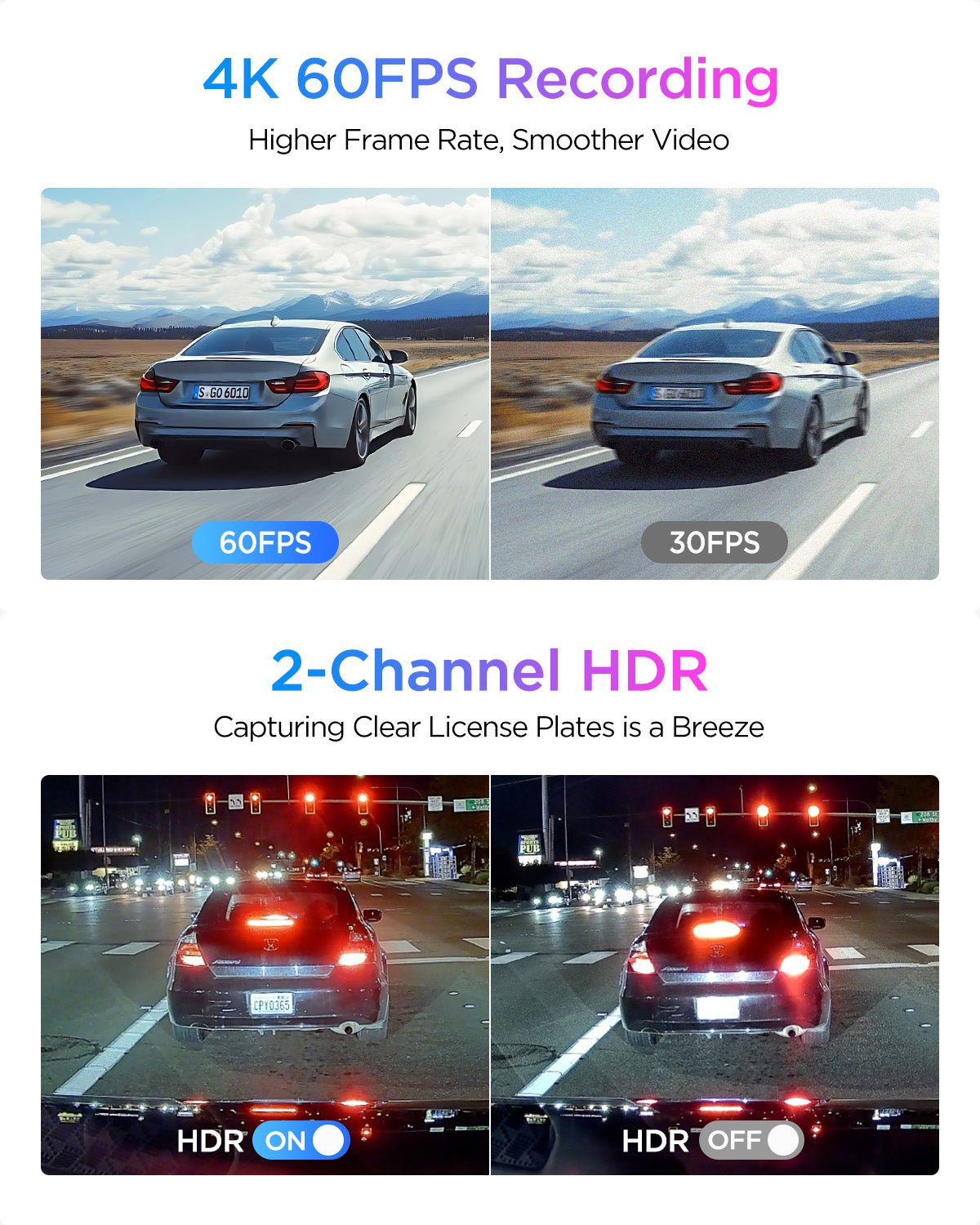 VIOFO A329S 雙鏡頭 4K 60 幀+2K HDR 行車記錄儀 配 Sony STARVIS 2 感光元件,Built-in Wi-Fi 6 及 GPS,支援 SSD 儲存,低耗電撞擊偵測,混合停車錄影 圖 4