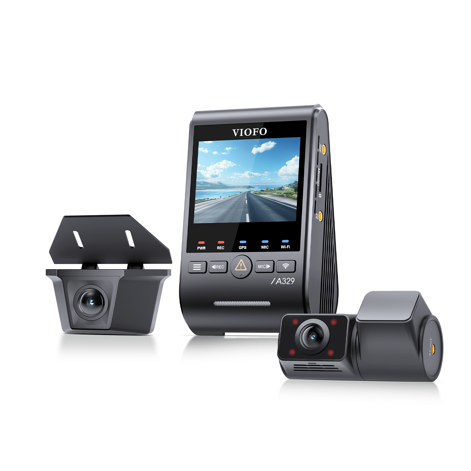 VIOFO A329SW 3 鏡頭 4K 30 幀 前置+2K 防水 後+2K 魚眼 車廂 配 Sony STARVIS 2 感光元件 HDR，Flexible Installation to Capture Both Inside 及 Outside 圖 2