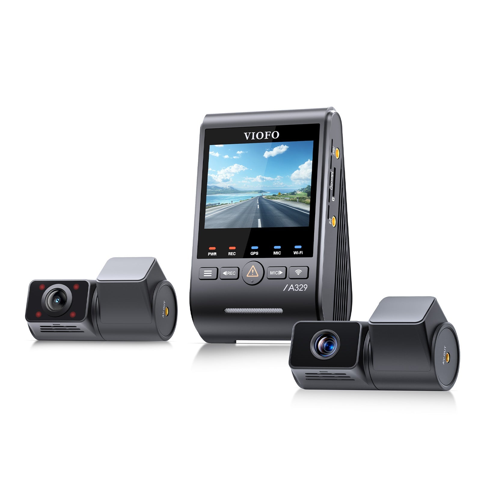 VIOFO A329TC 3 鏡頭 4K 30 幀 前置+2K 望遠+2K 魚眼 車廂 行車記錄儀 配 Sony STARVIS 2 感光元件,210° Ultra-廣角 Angle 紅外線 Interior HDR 超強夜視,4 倍光學變焦 望遠 Capture Farther 圖 2